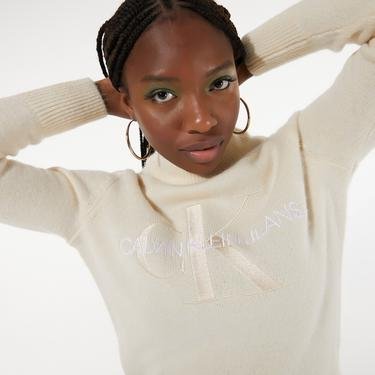  Calvin Klein Warmth+Textures Kadın Bej Sweatshirt