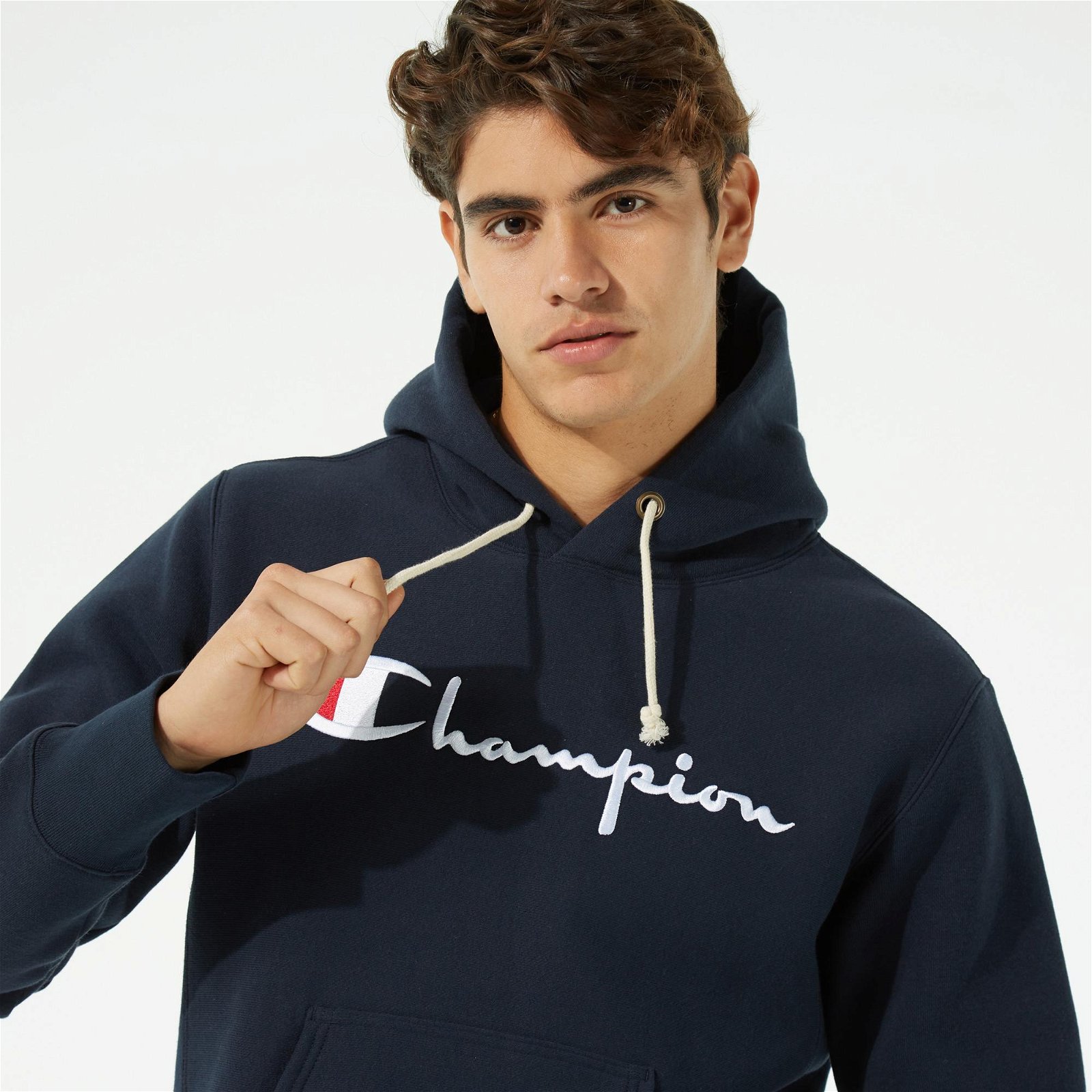 Champion Hooded Erkek Lacivert Kapüşonlu Sweatshirt