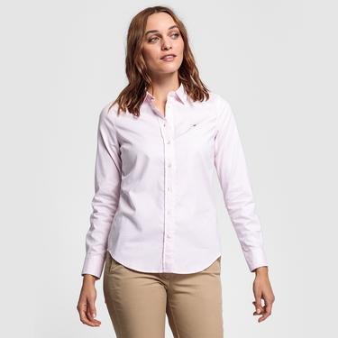  GANT Kadın Pembe Slim Fit Düğmeli Yaka Çizgili Gömlek