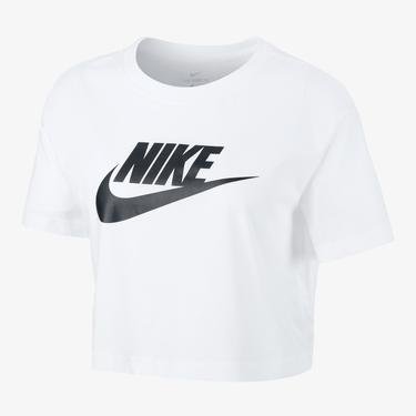  Nike Sportswear Essential Icon Futura Kadın Beyaz Crop T-Shirt