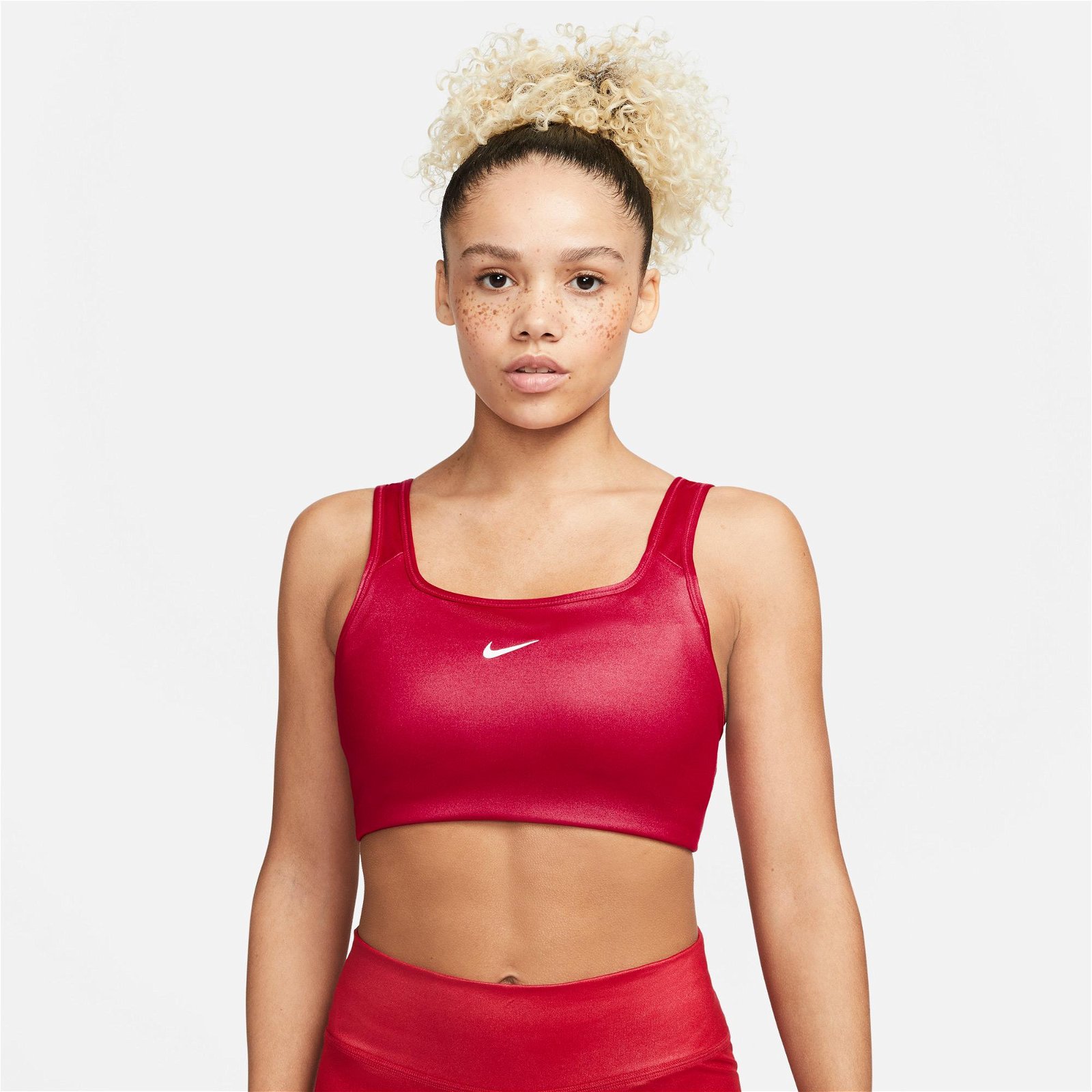 Nike Dri-FIT Swoosh Shine Kadın Kırmızı Bra