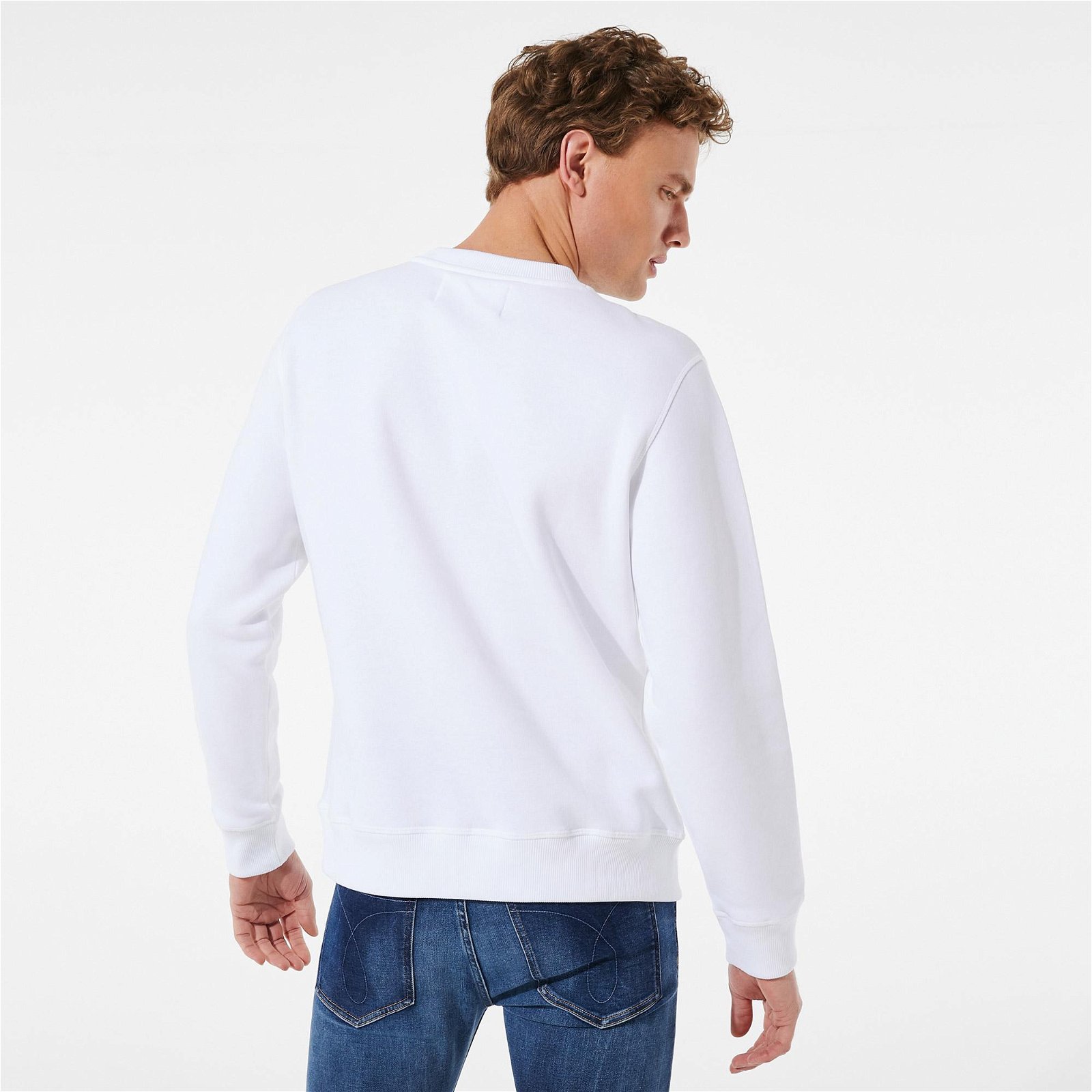 Calvin Klein Jeans Institutional Box Erkek Beyaz Sweatshirt