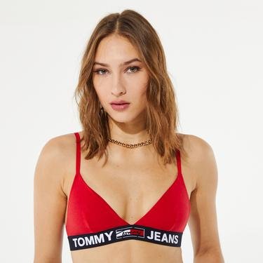  Tommy Jeans Triangle Unlined Kadın Kırmızı Bra