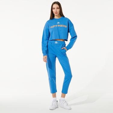  Fifty Pieces Oversize Kadın Mavi Crop Sweatshirt