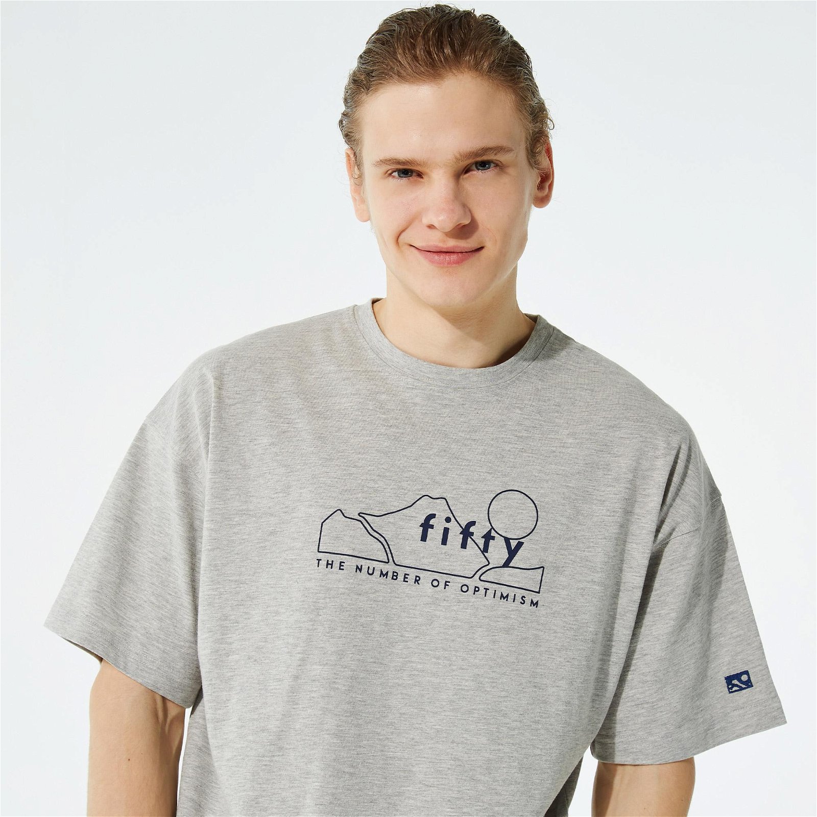 Fifty Pieces Erkek Gri Melanj Düşük Omuzlu T-Shirt