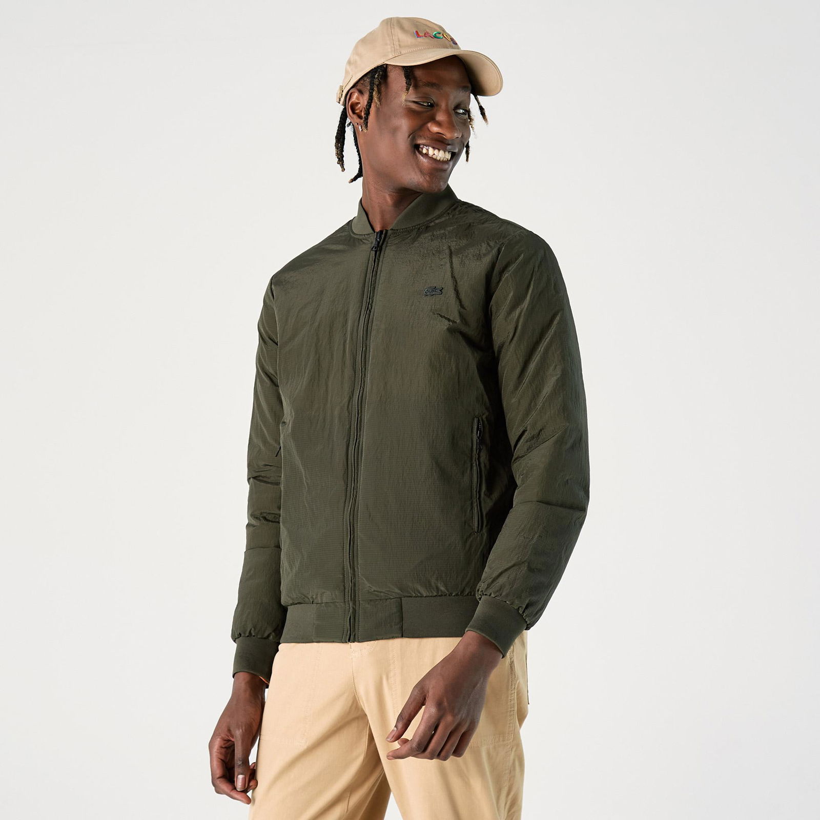 Lacoste Erkek Hakim Yaka Baskılı Çift Taraflı Siyah Mont