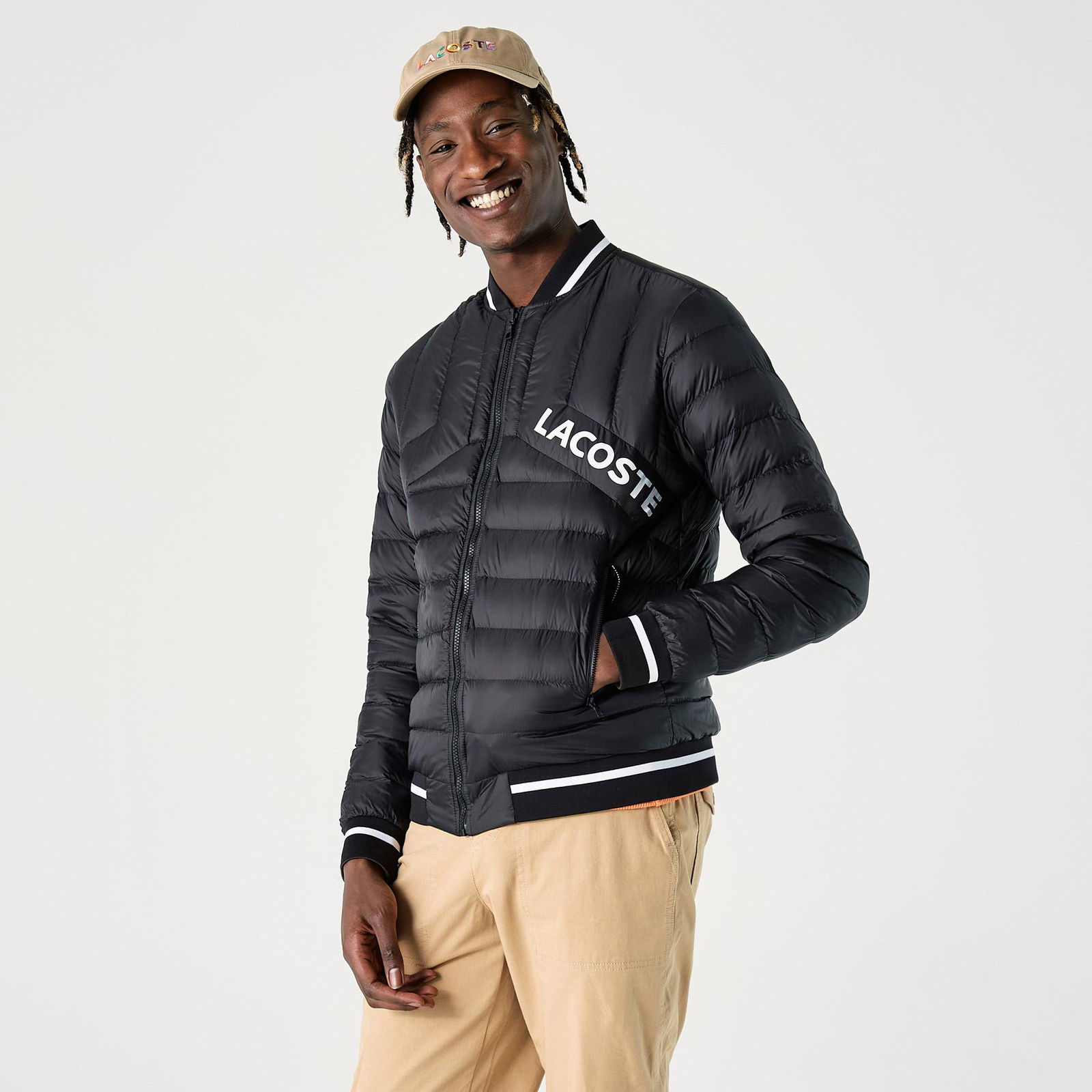 Lacoste Erkek Hakim Yaka Baskılı Çift Taraflı Siyah Mont
