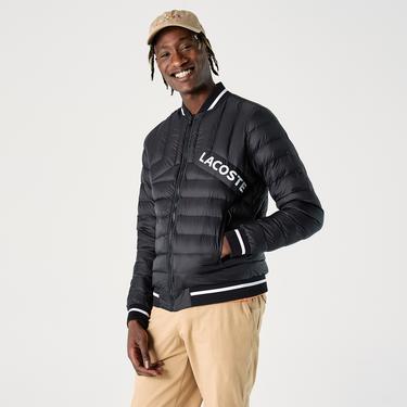  Lacoste Erkek Hakim Yaka Baskılı Çift Taraflı Siyah Mont