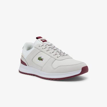  Lacoste Joggeur 2.0 Erkek Deri Beyaz - Bordo Spor Ayakkabı
