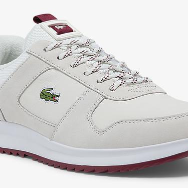  Lacoste Joggeur 2.0 Erkek Deri Beyaz - Bordo Spor Ayakkabı