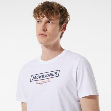  Jack & Jones Jorfabian Crew Neck Erkek Beyaz T-Shirt