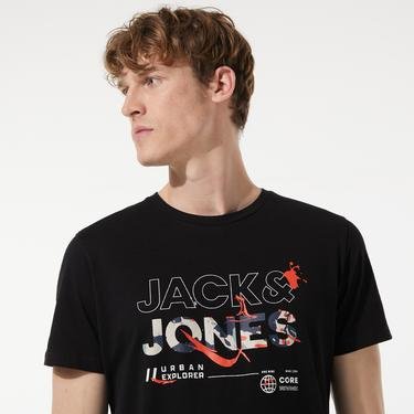  Jack & Jones Jcogame Crew Neck Erkek Siyah T-Shirt