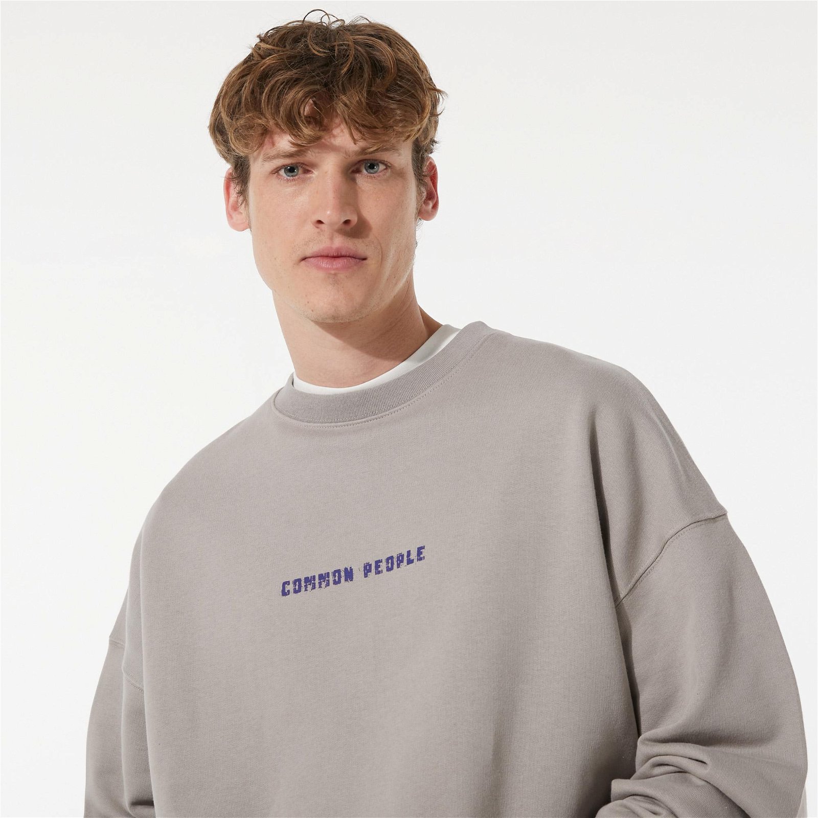 Common People Oversize Unisex Buzlu-Kahve Sweatshirt