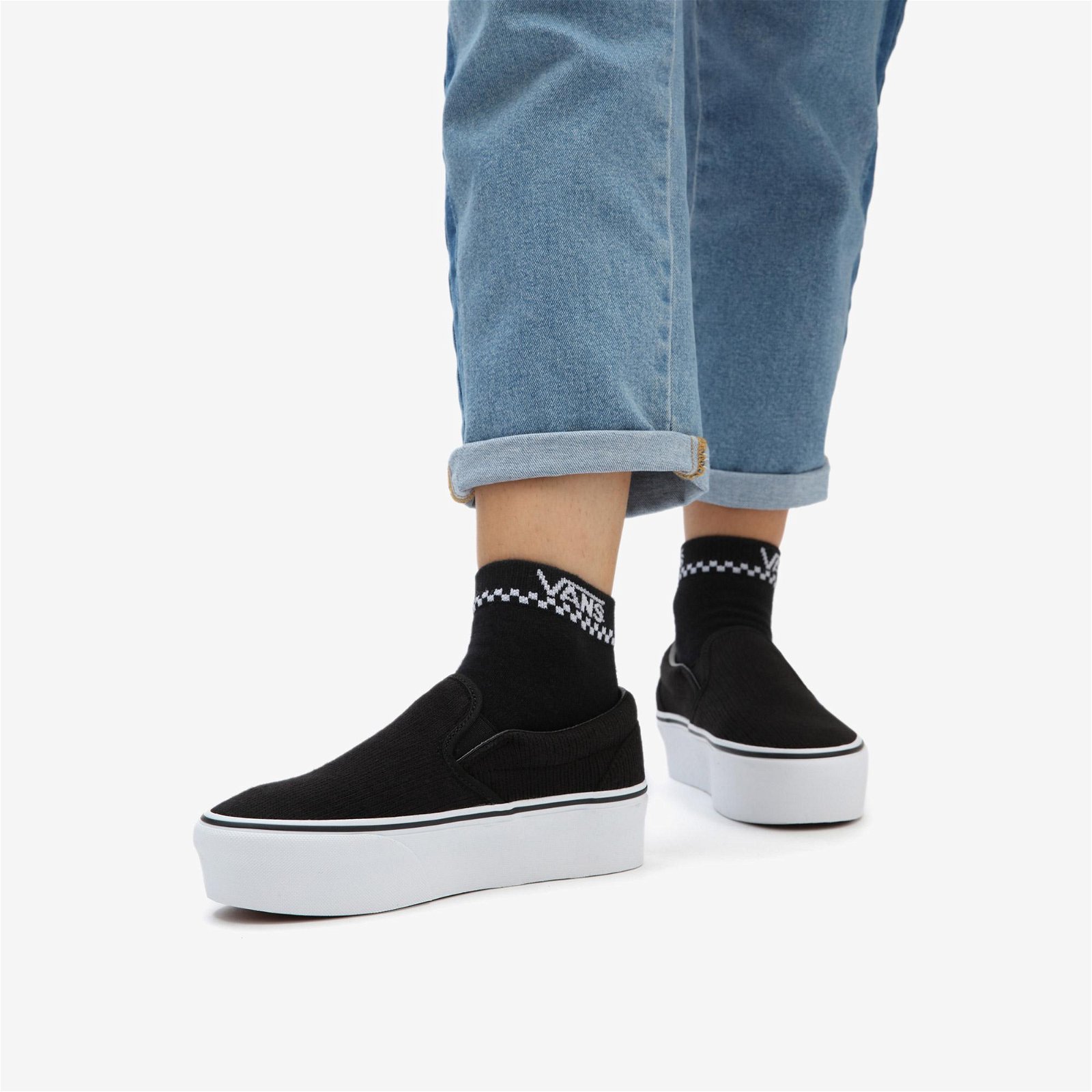Vans Rib Knit Classic Slip-On Stackform Unisex Siyah Sneaker