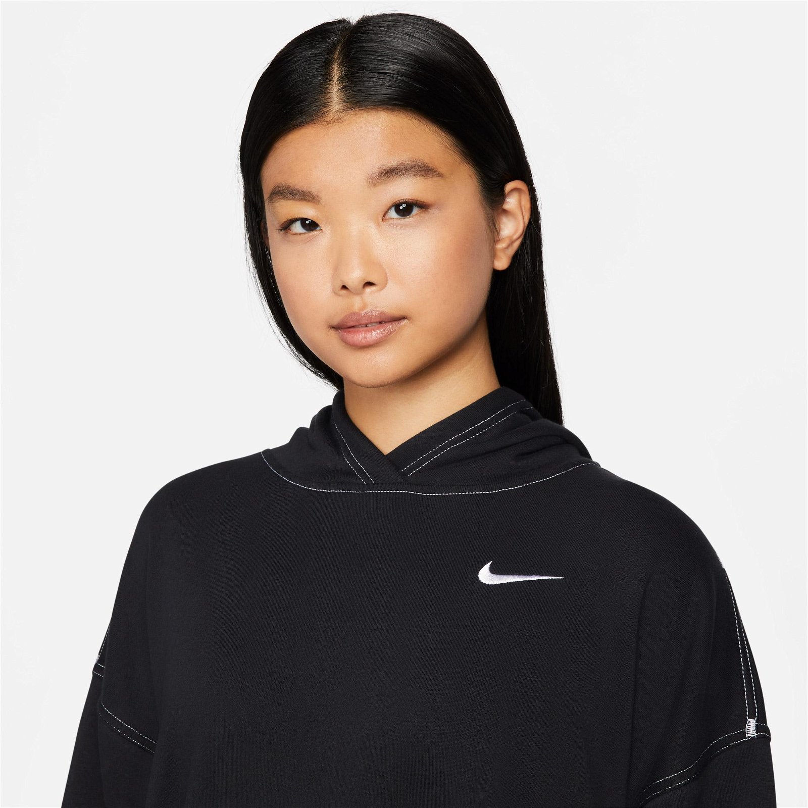 Nike Sportswear Swoosh Fleece Kadın Siyah Hoodie