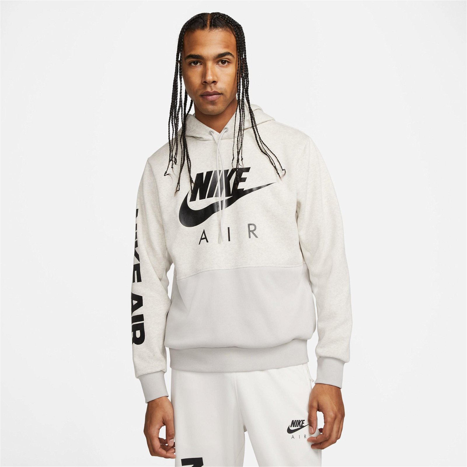 Nike Sportswear Air Bb Po Erkek Krem Hoodie Sweatshirt