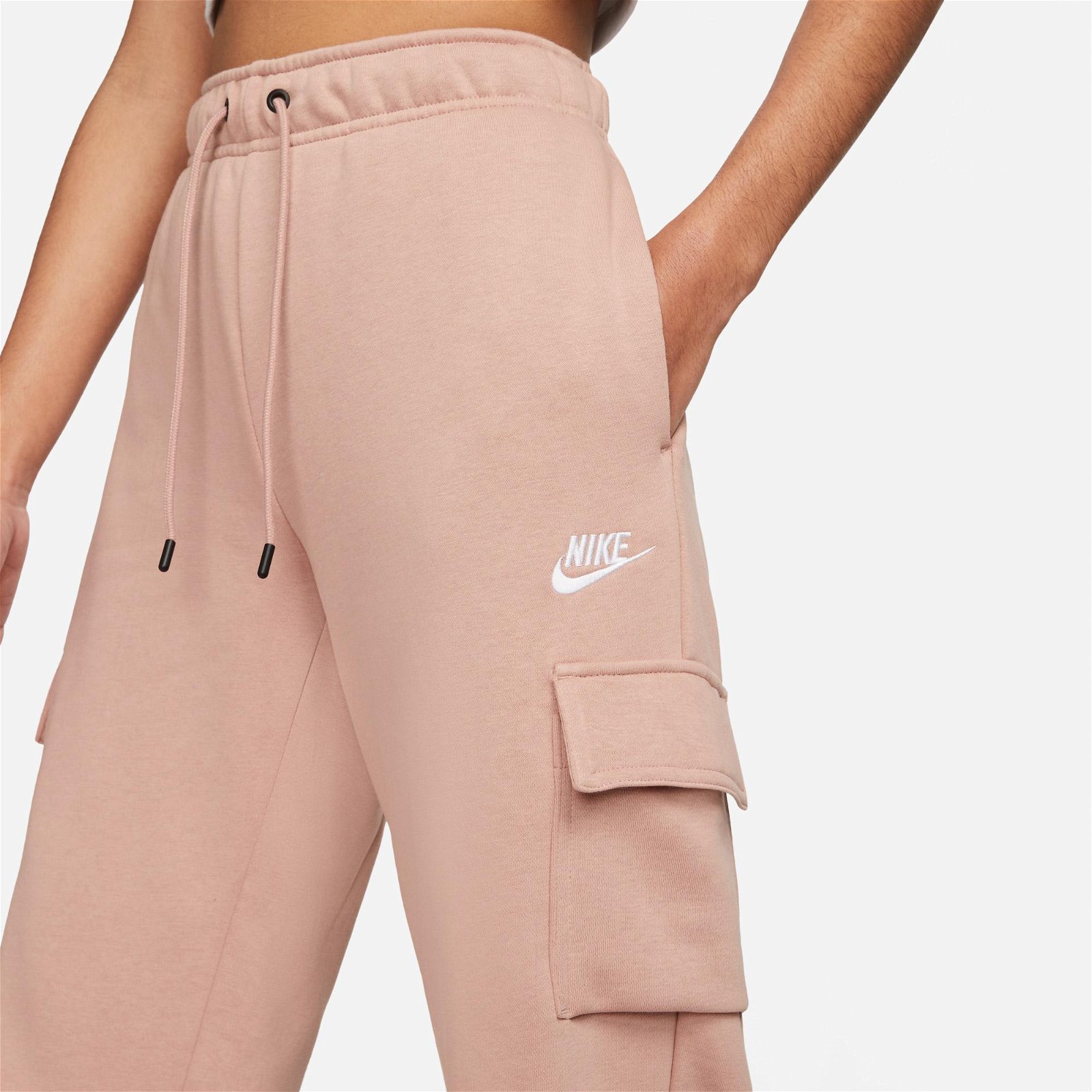 Nike Sportswear Essential Fleece Mid Rise Crgo Print Kadın Pembe Eşofman Altı