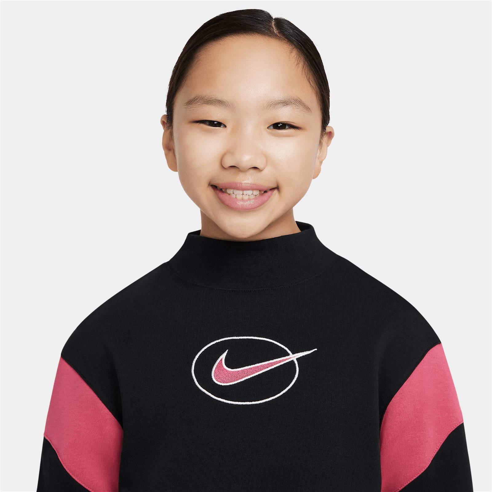 Nike Sportswear Fleece Ls Mock Top Çocuk Siyah Sweatshirt Hoodie