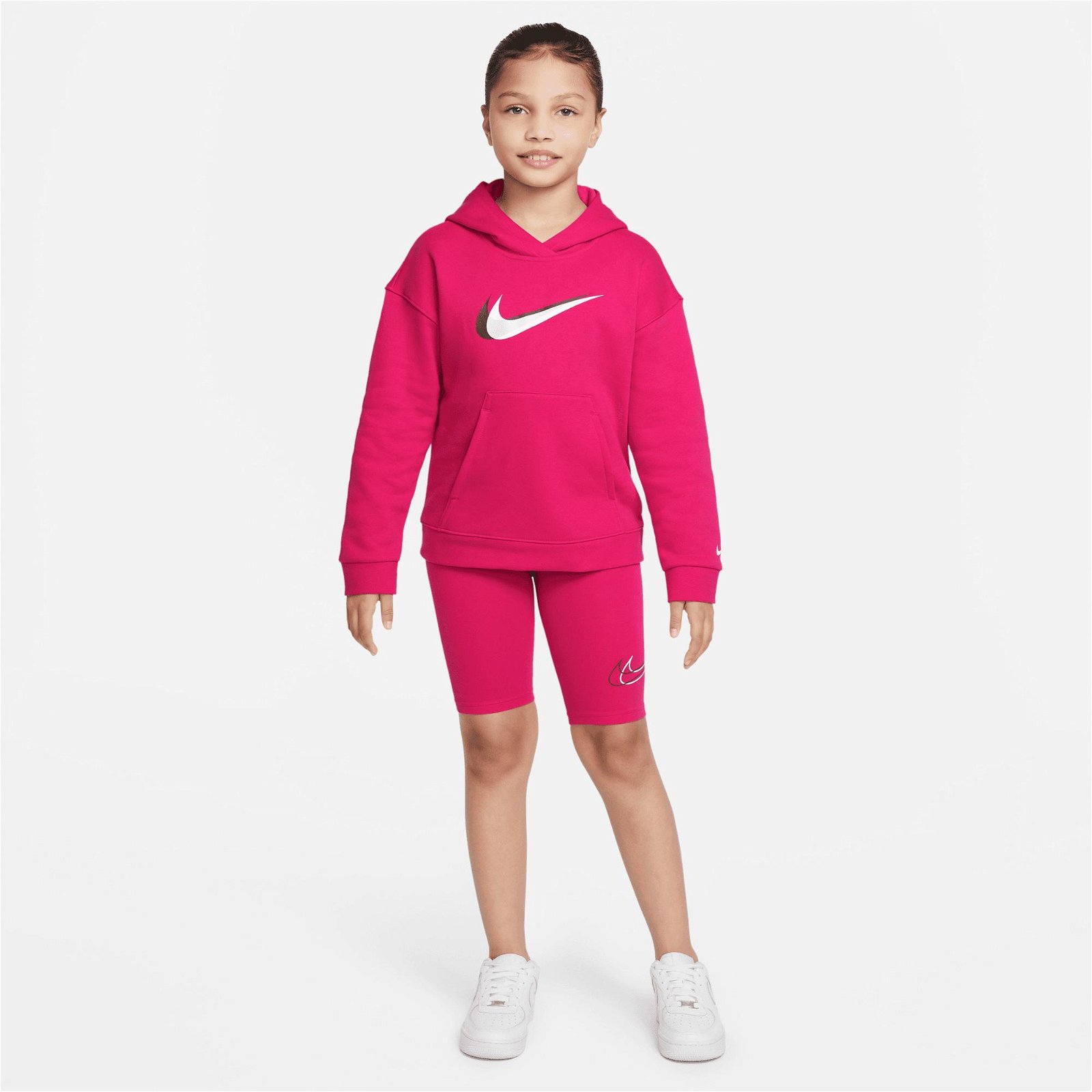 Nike Sportswear Brief Po Dance Print Çocuk Pembe Sweatshirt Hoodie