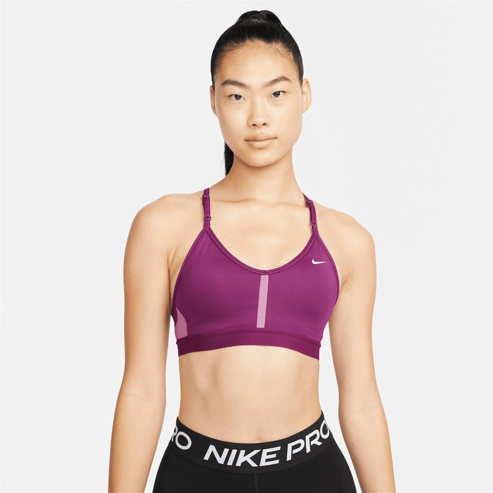 Nike Dri-FIT Indy V-Neck Kadın Mor Bra