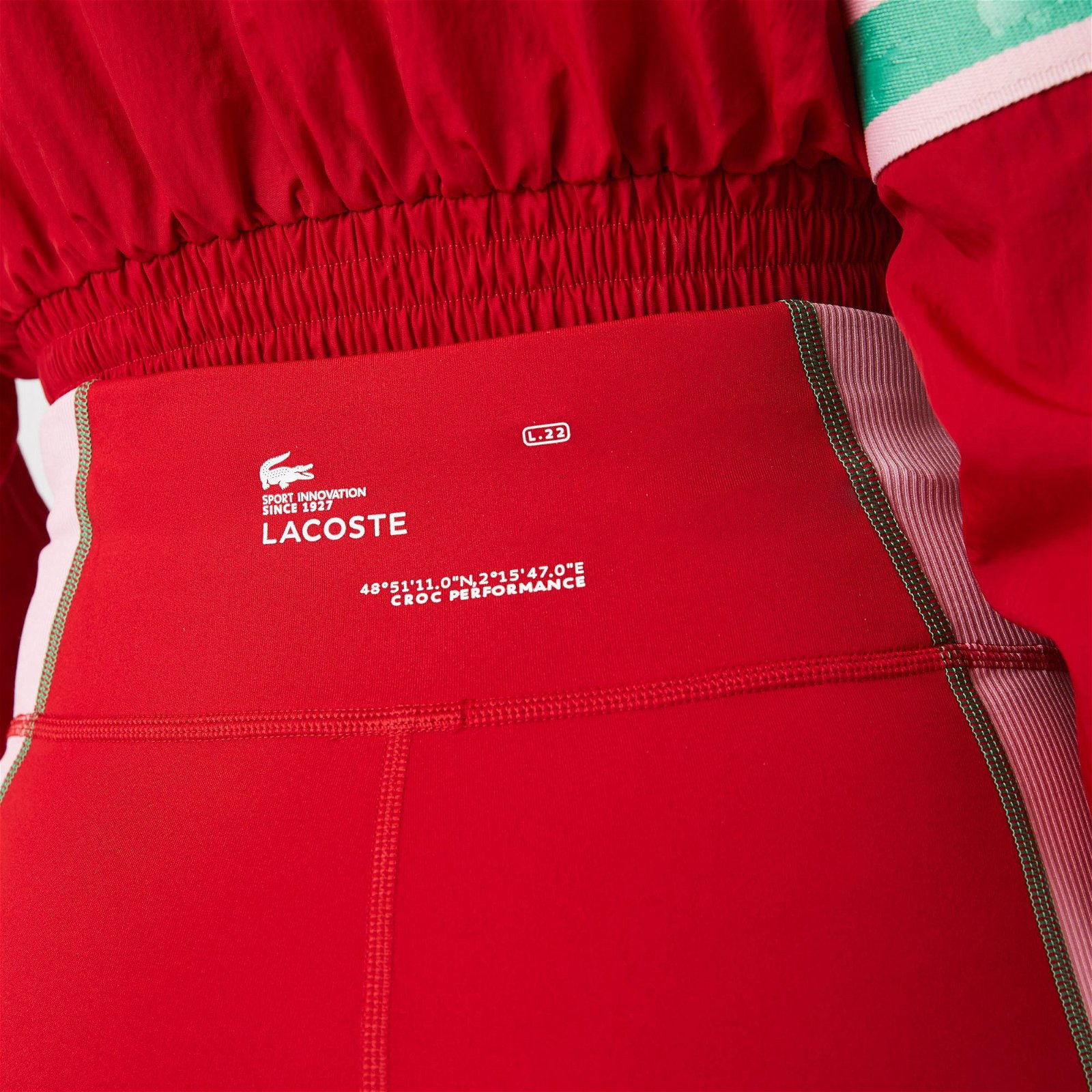 Lacoste SPORT Active Kadın Renk Bloklu Kırmızı Tayt