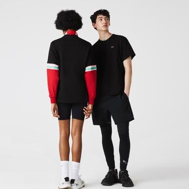  Lacoste L!VE Unisex Relaxed Fit Bisiklet Yaka Siyah T-Shirt