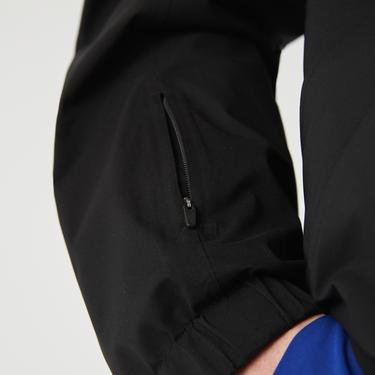  Lacoste Active Erkek Suya Dayanıklı Kapüşonlu Siyah Ceket