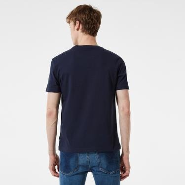  Calvin Klein Raised Striped Logo Erkek Mavi T-Shirt