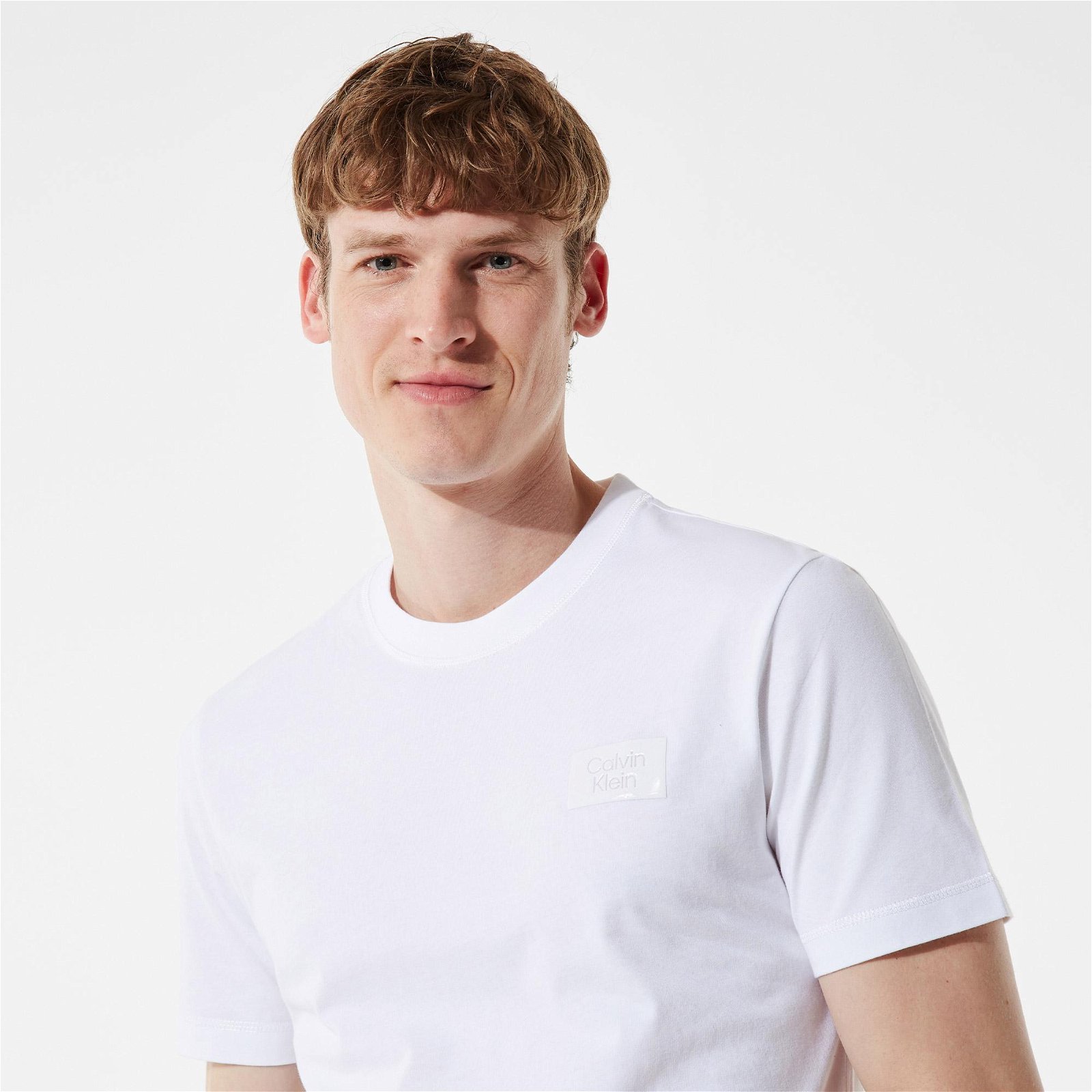 Calvin Klein Highshine Box Logo Erkek Beyaz T-Shirt