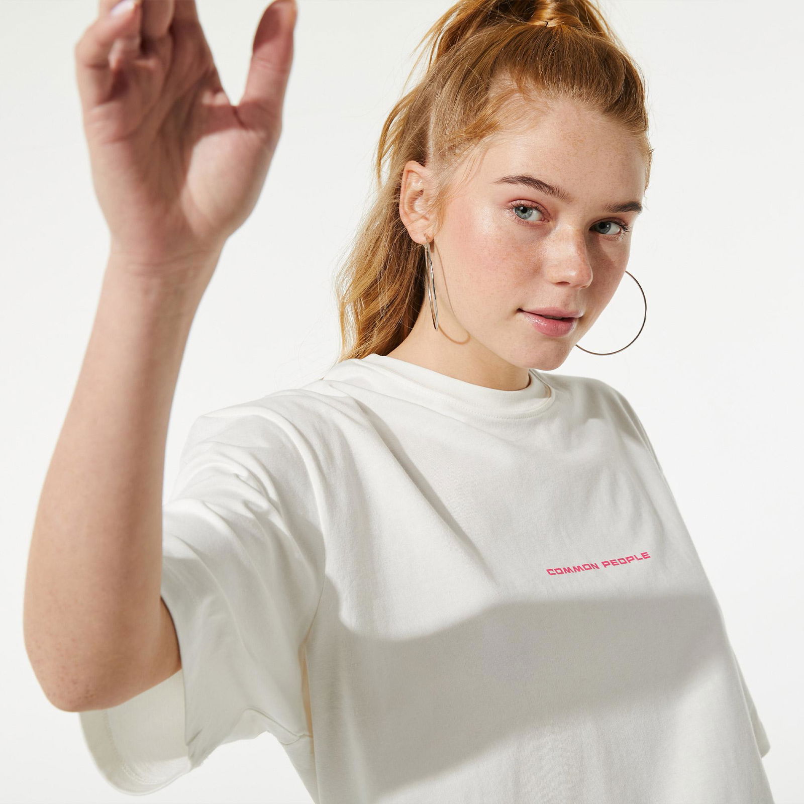 Common People Oversize Unisex Beyaz T-Shirt