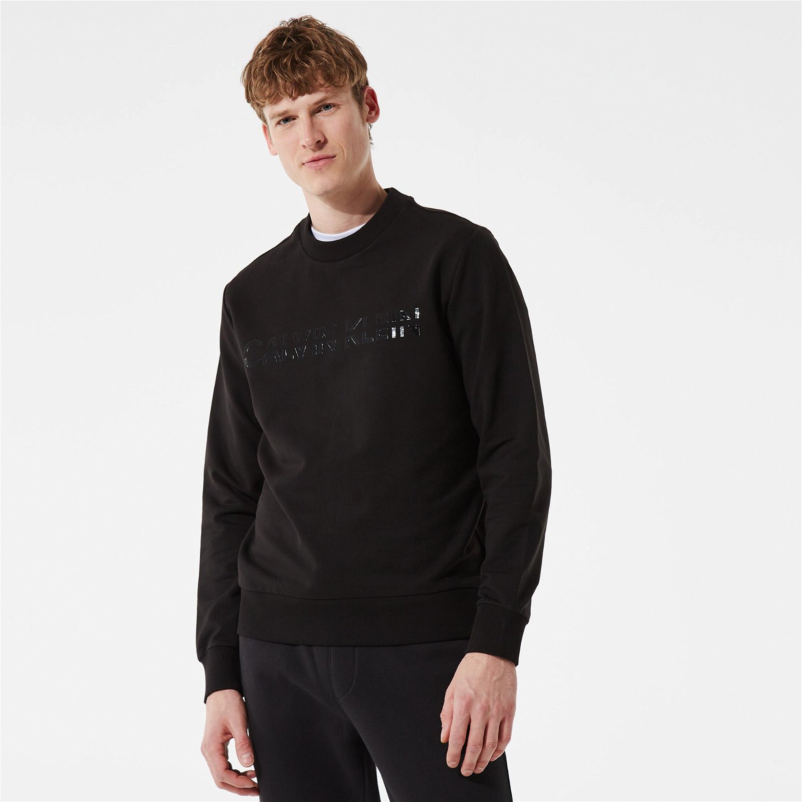 Calvin Klein Ma Shine Split Logo Erkek Siyah Sweatshirt