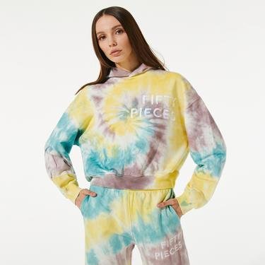  Fifty Pieces Kadın Batik Renkli Hoodie Sweatshirt