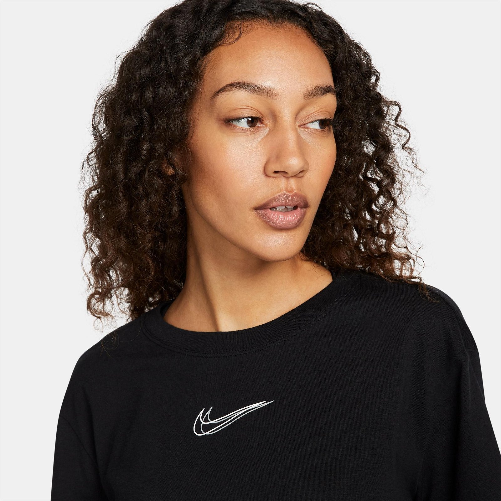 Nike Sportswear Print Kadın Siyah Crop T-Shirt