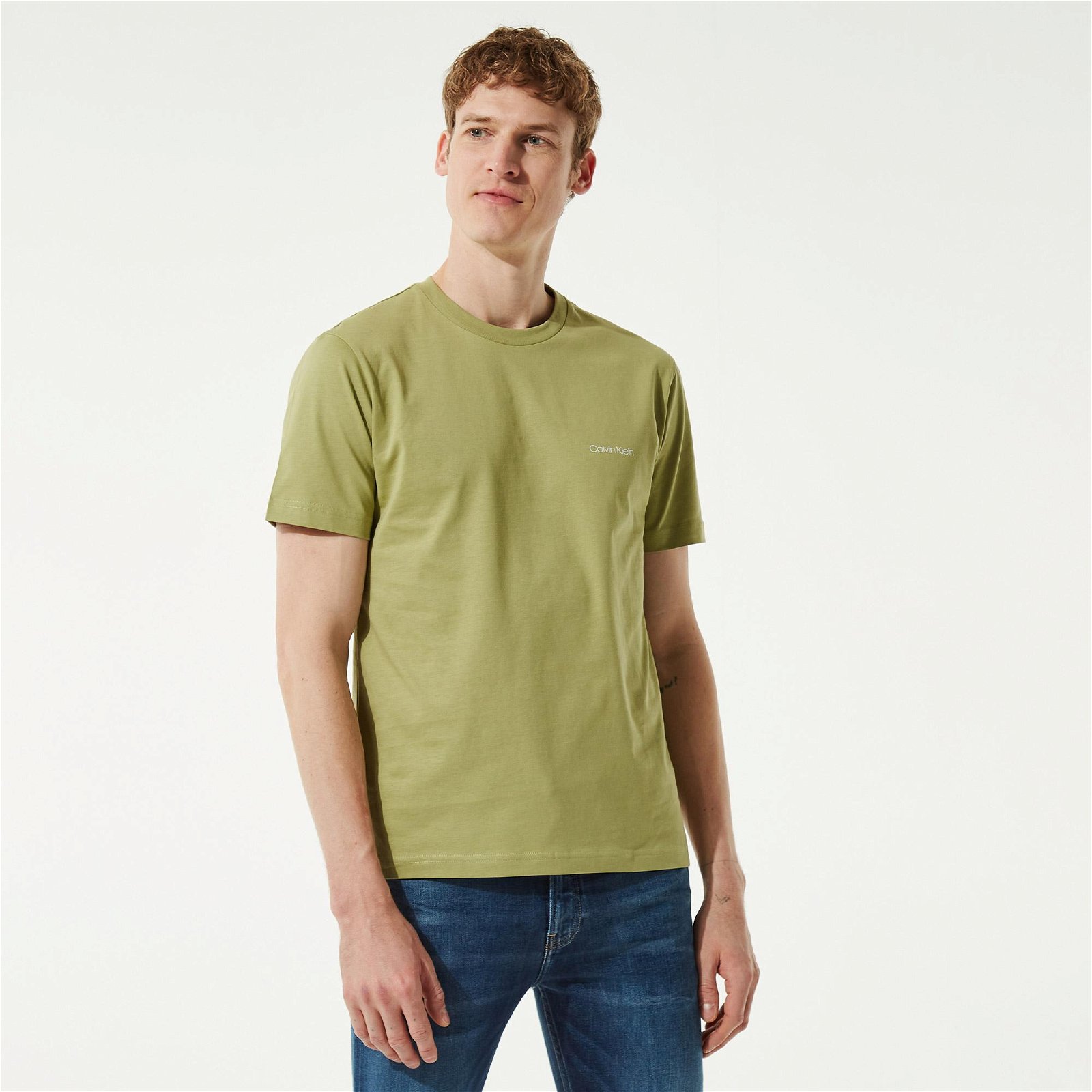 Calvin Klein Logo Erkek Yeşil T-Shirt