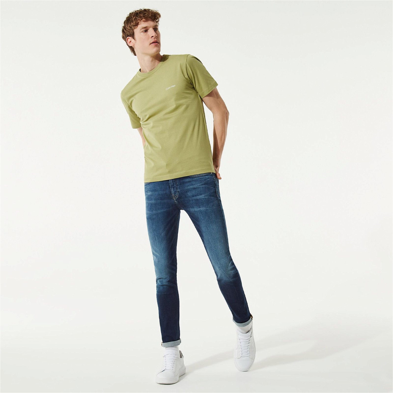 Calvin Klein Logo Erkek Yeşil T-Shirt