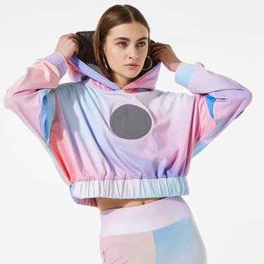  TightClub Posite Sky Kadın Renkli Crop Hoodie Sweatshirt