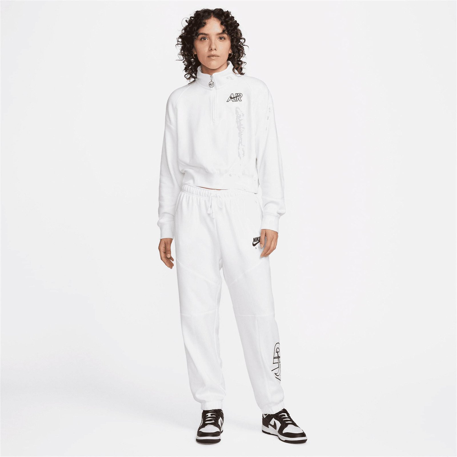 Nike Sportswear Air Fleece Qz Kadın Beyaz Sweatshirt