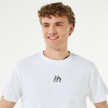  Fifty Pieces Simetrik Erkek Beyaz T-Shirt