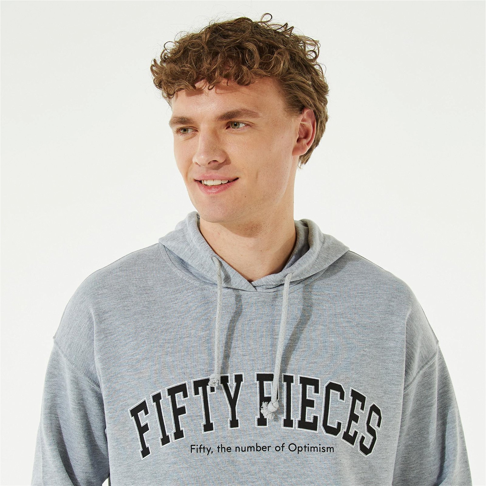 Fifty Pieces Erkek Gri Melanj College Hoodie Sweatshirt