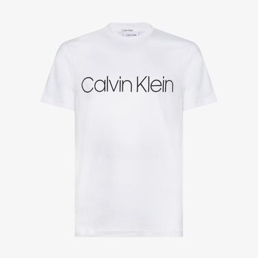  Calvin Klein Cotton Front Logo Erkek Beyaz T-Shirt