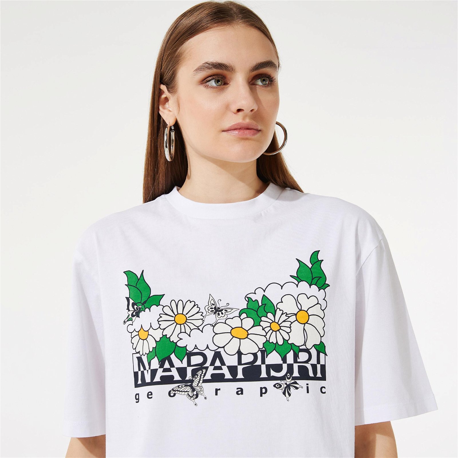 Napapijri S-Veny Kadın Beyaz Crop T-Shirt