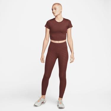  Nike One Luxe Dri-Fit Aop Slim Kadın Kahverengi T-Shirt