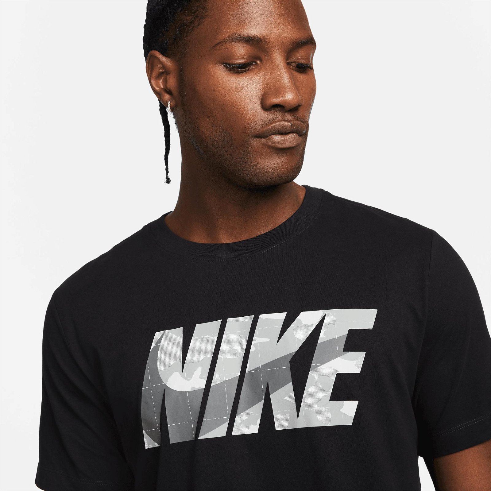 Nike Dri-FIT Camo Graphic Erkek Siyah T-Shirt