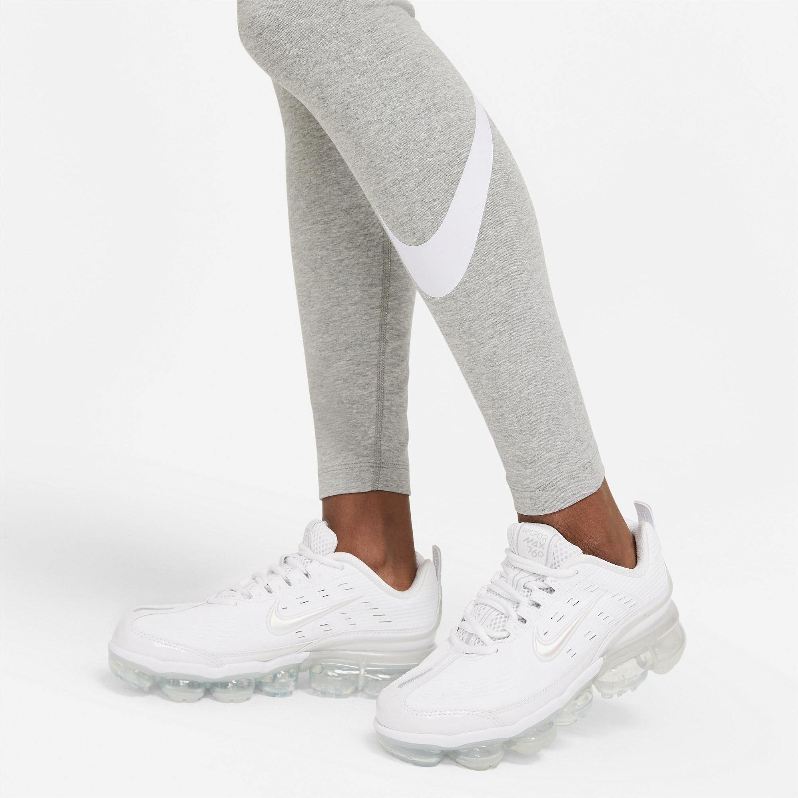  Nike Sportswear Essential Gx Mid Rise Legging Swoosh Kadın Gri Tayt