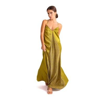  Movom Aspen V-Neck Maxi Dress Kadın Yeşil Elbise