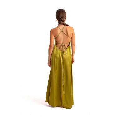  Movom Aspen V-Neck Maxi Dress Kadın Yeşil Elbise