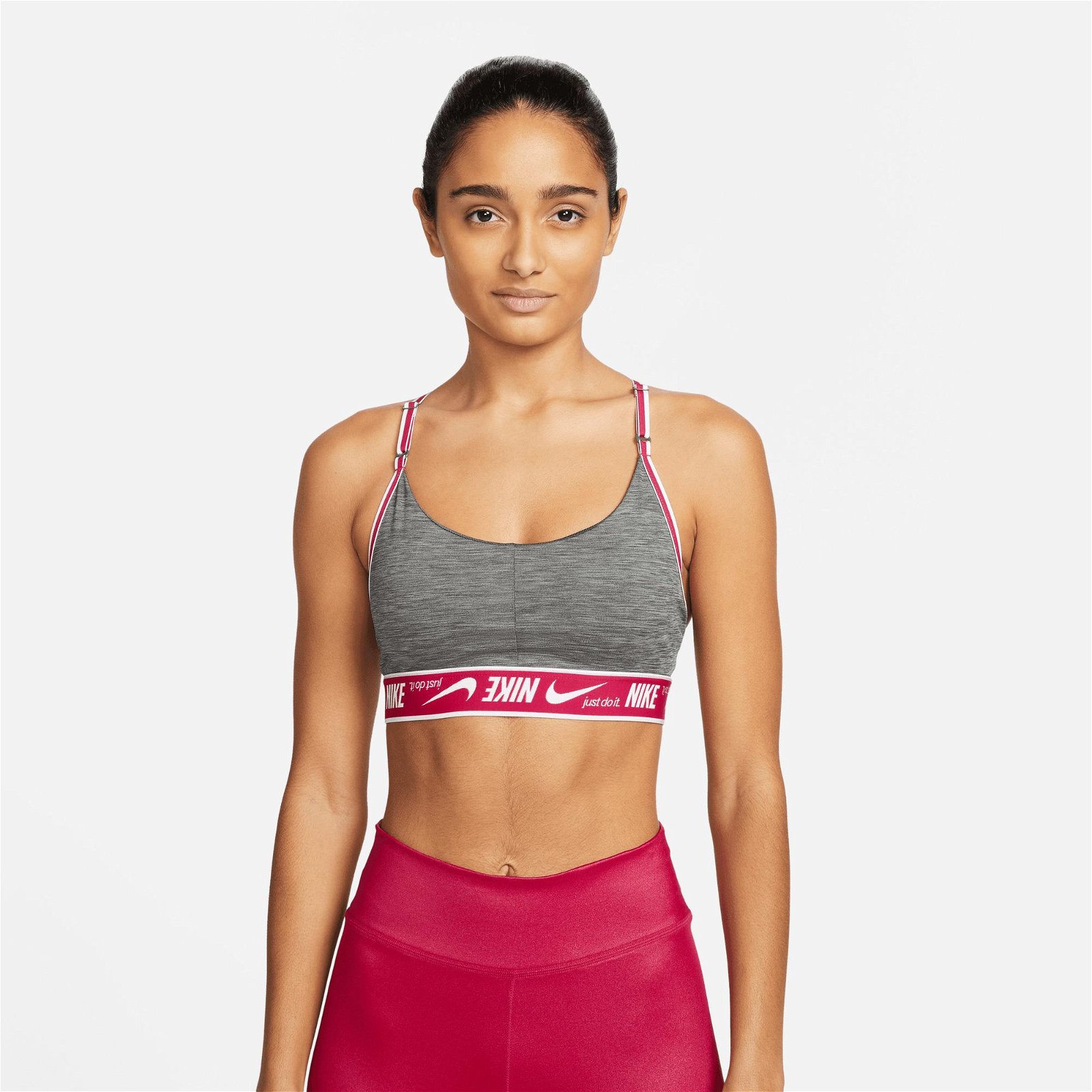 Nike Dri-FIT Indy Logo Kadın Gri Bra