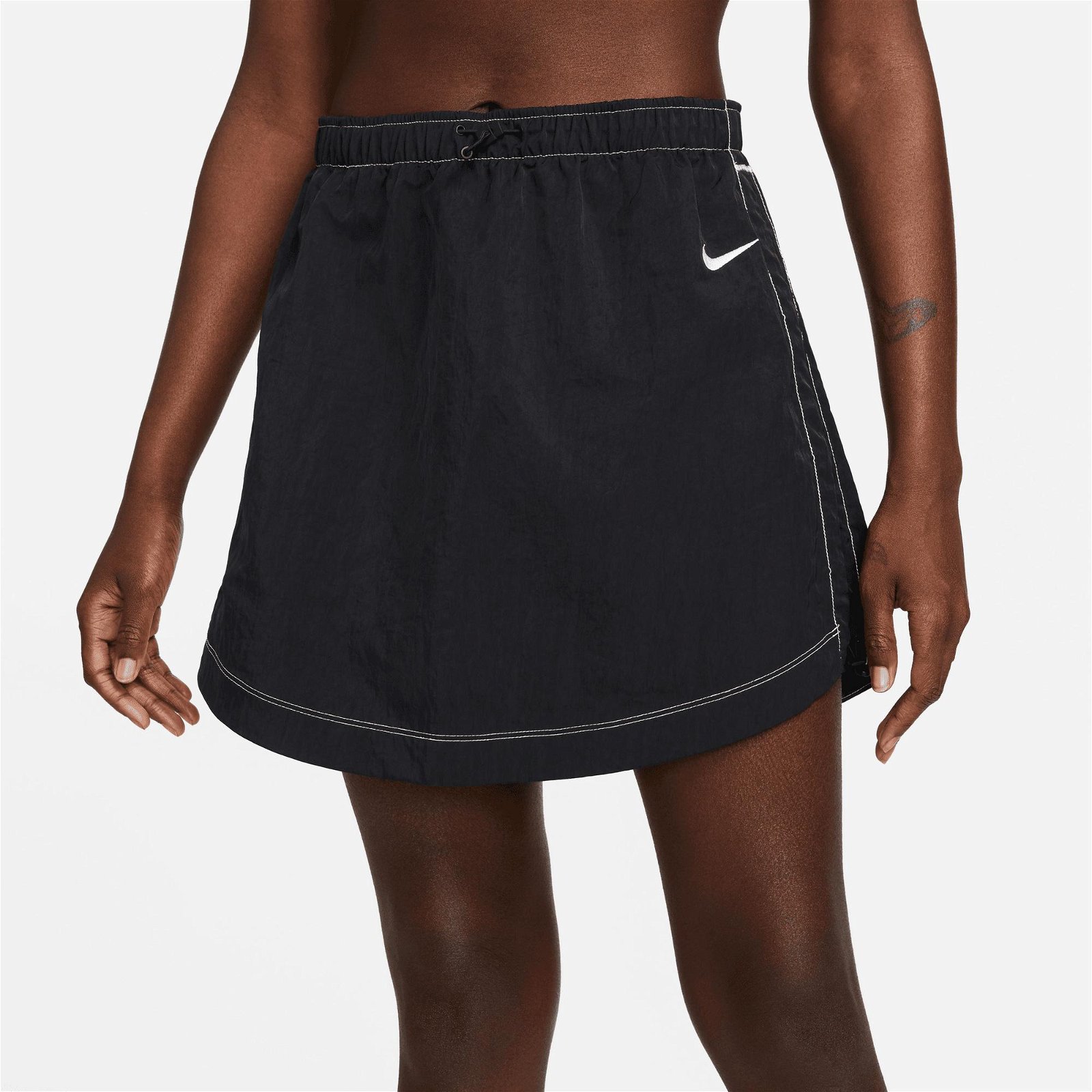 Nike Sportswear Swoosh Woven High Rise Kadın Siyah Etek