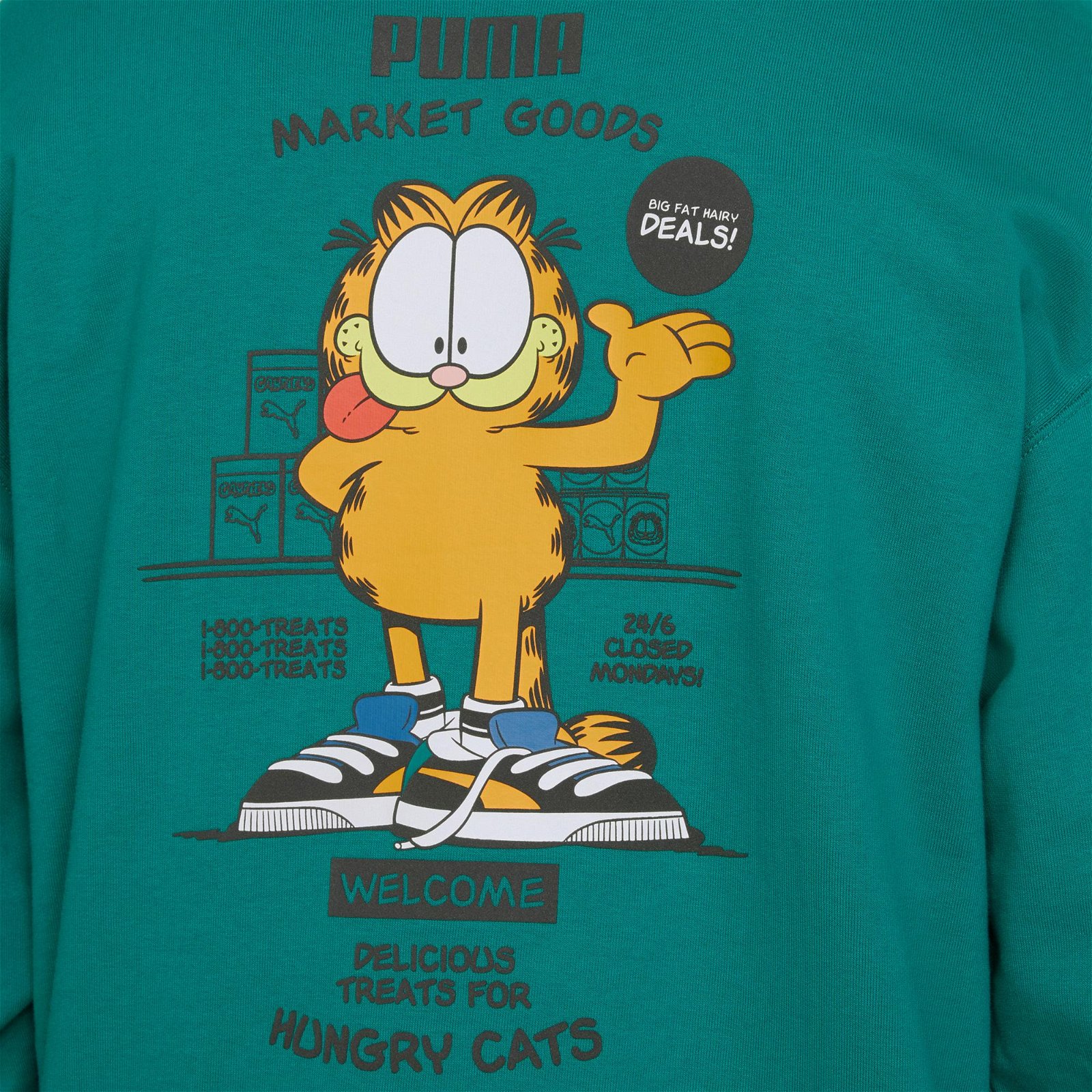 Puma x Garfield Erkek Yeşil Kapüşonlu Sweatshirt