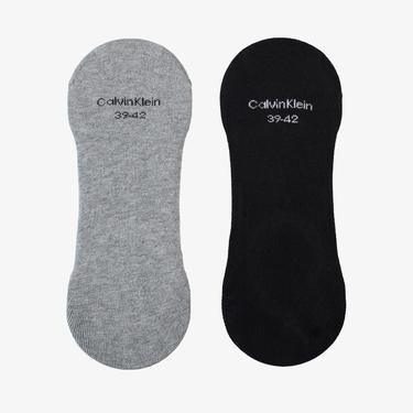 Calvin Klein High Cut 2'li Logo Erkek Gri Çorap